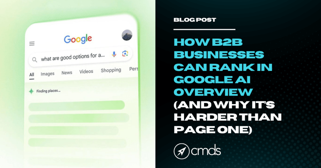 Google AI Overview result highlighting a citation for B2B content.